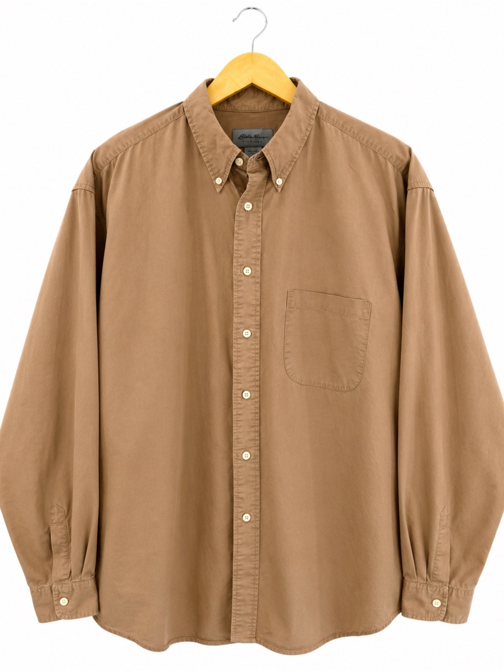Eddie Bauer Men's Long Sleeve Button Shirt XL Tall, Tan, 100% Cotton